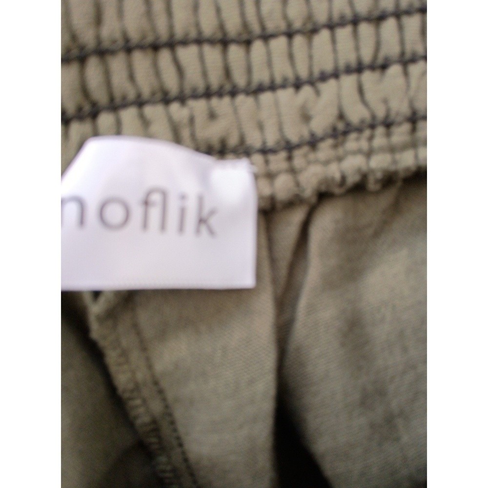 NWT NOFLIK Olive Green 100% Cotton Gauze Wide Leg Boho Pants Relaxed L Coastal - Picture 4 of 7
